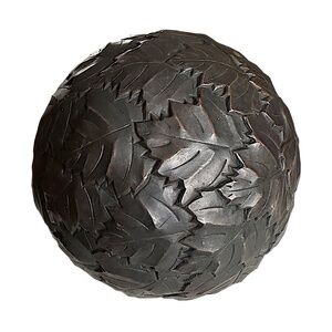 Decorative Metal Ball Sphere Orb Sculpture 6” Leaf Texture Large Antique Looking